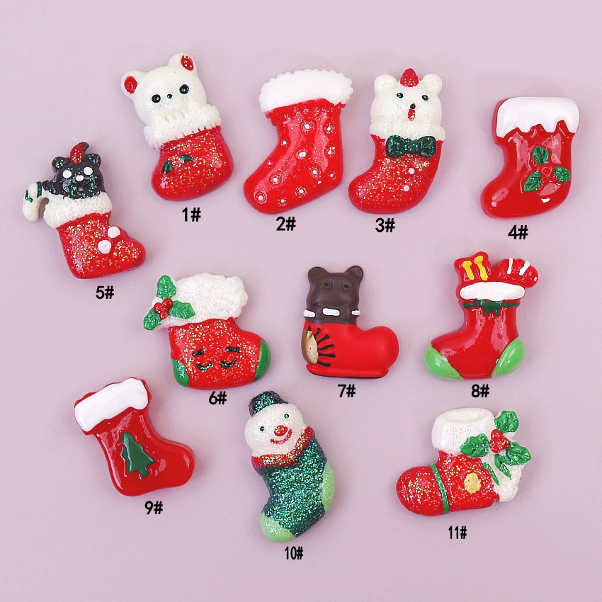 Материал ручной работы DIY ювелирные аксессуары смола Новое поступление Рождественский снеговик рождественские носки аксессуары для волос серьги маленький кулон