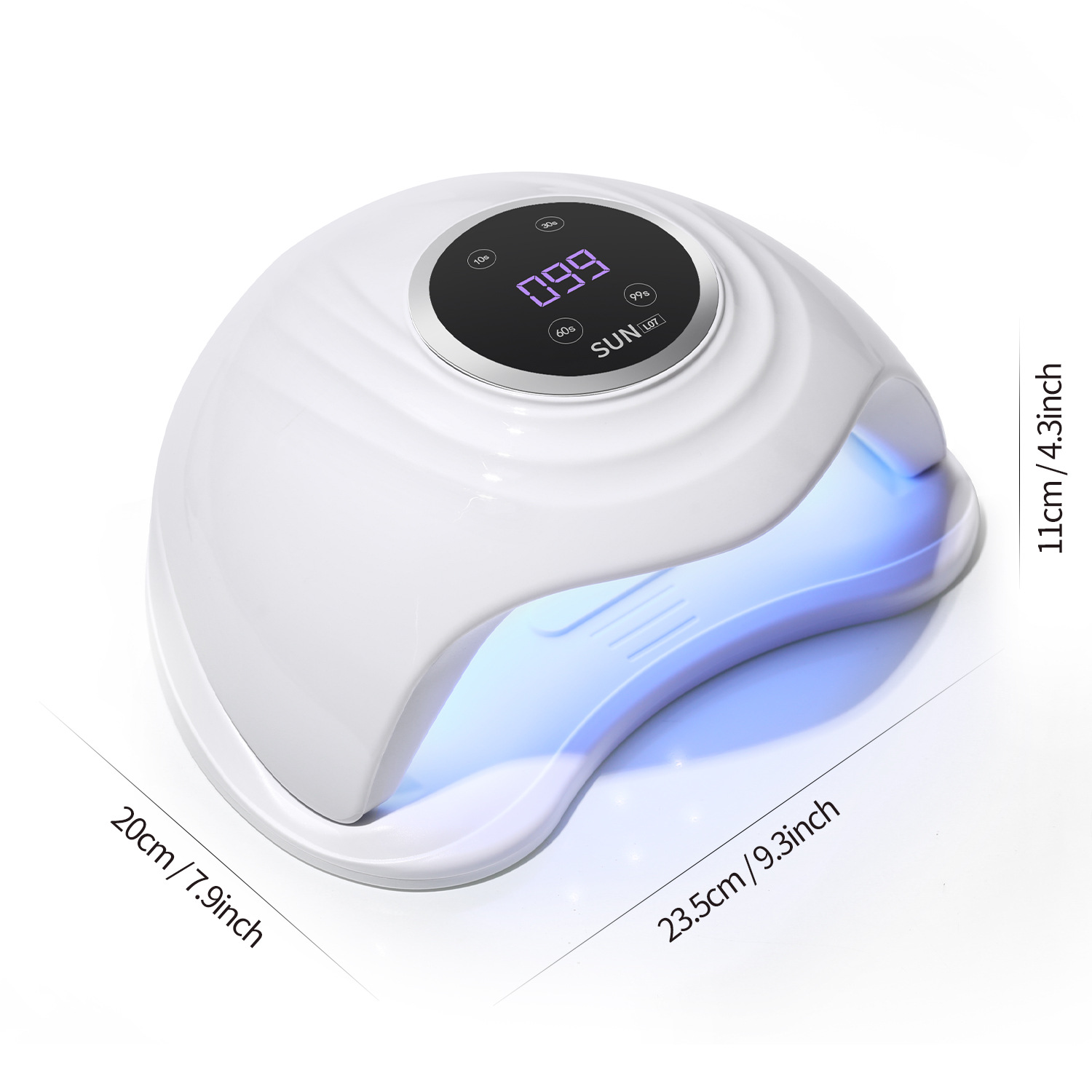 Large area LED nail dryer lamp, dual-hand design