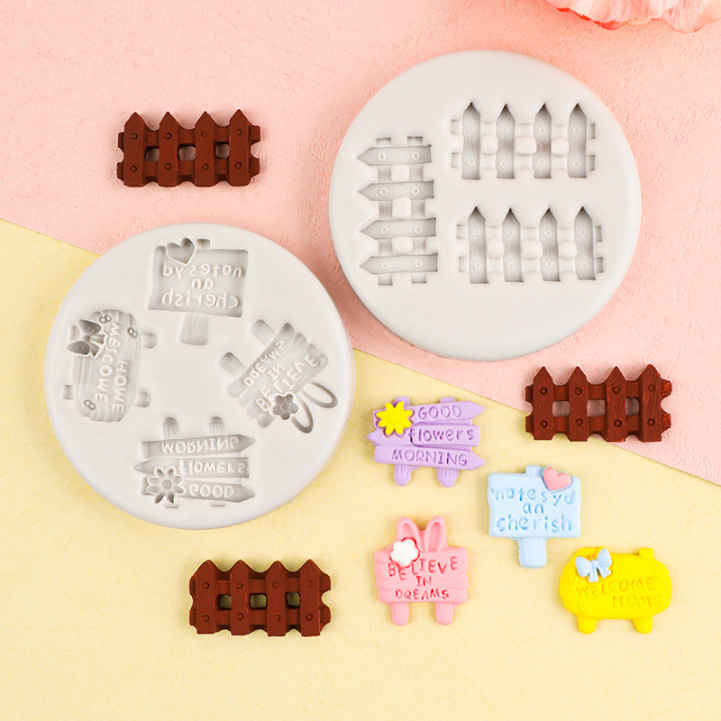 Mini señal de carretera valla molde silicona DIY hecho a mano postre pastel fondant chocolate decorativo epoxi Decoración