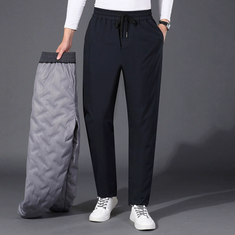 YINGAO90 белый гусиный бархат толстый гусиный бархатный брюки повседневные брюки зимний новый стиль мужской теплый прямой цвет брюки