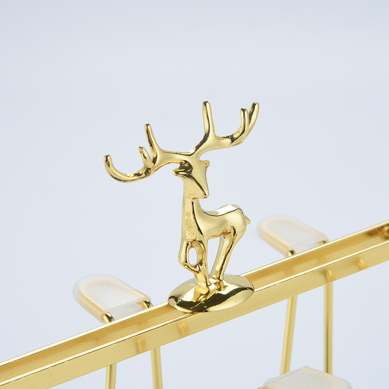 Gold-Color Muntjac Deer Water Cup Cup Rack Upside Down Shelf with Trivet Glass Cup Tea Cup Holder Living Room Home Use Drain Rack