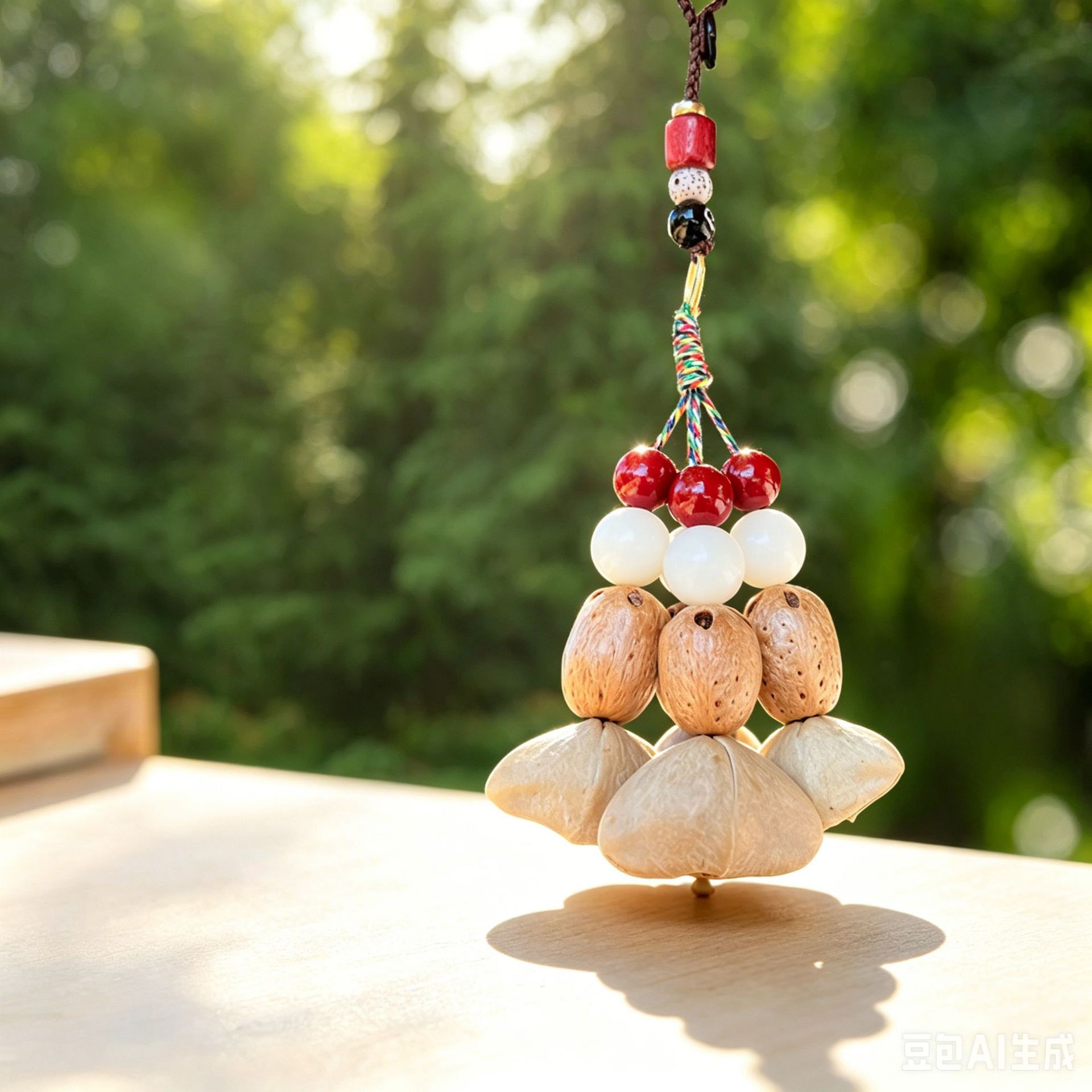 Forest-style natural fruit shell wind chime bag pendant, healing handmade finished product, car-mounted rattle, calming hanging ornament