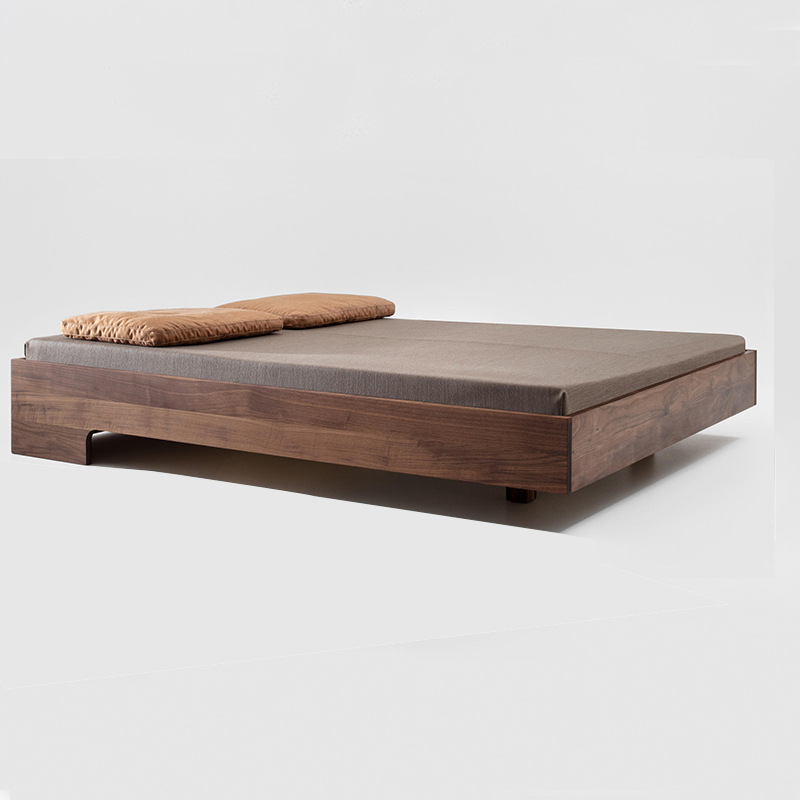 Japanese tatami solid wood bed 1.2/1.5 m headless bed Oak low bed simple Nordic homestay suspension bed