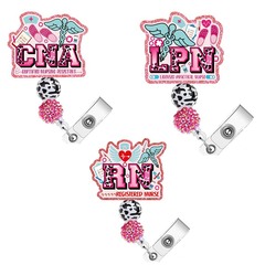 Cross-border hot-selling new product 360° rotating beaded easy-pull buckle ID card holder telescopic buckle