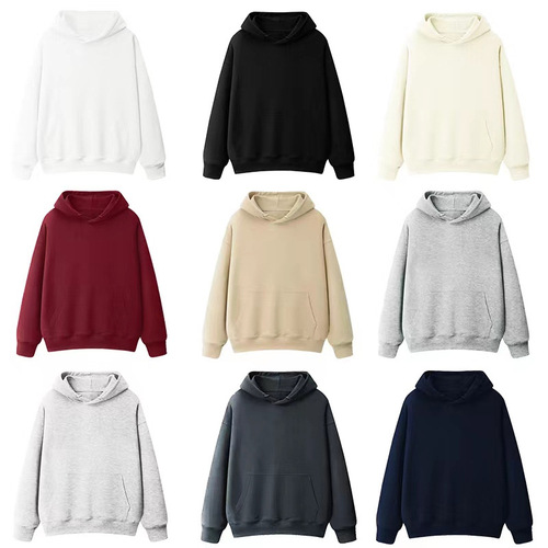 Cross-border Amazon foreign trade 320g loose drop-shoulder solid color hoodie for men and women, hooded, large size blank version with logo