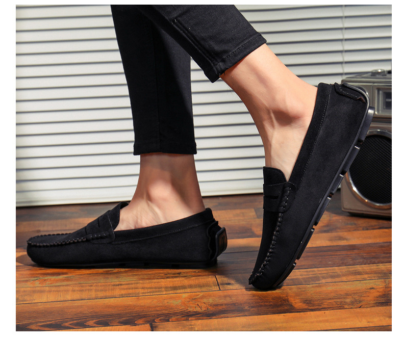 Doudou chaussures de conduite décontractées en cuir britannique, chaussures paresseuses pour hommes_voghion.com