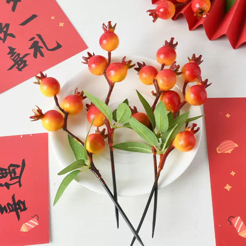 仿真果子仿真石榴串年宵花福桶装饰摄影道具DIY假水果厂家批发