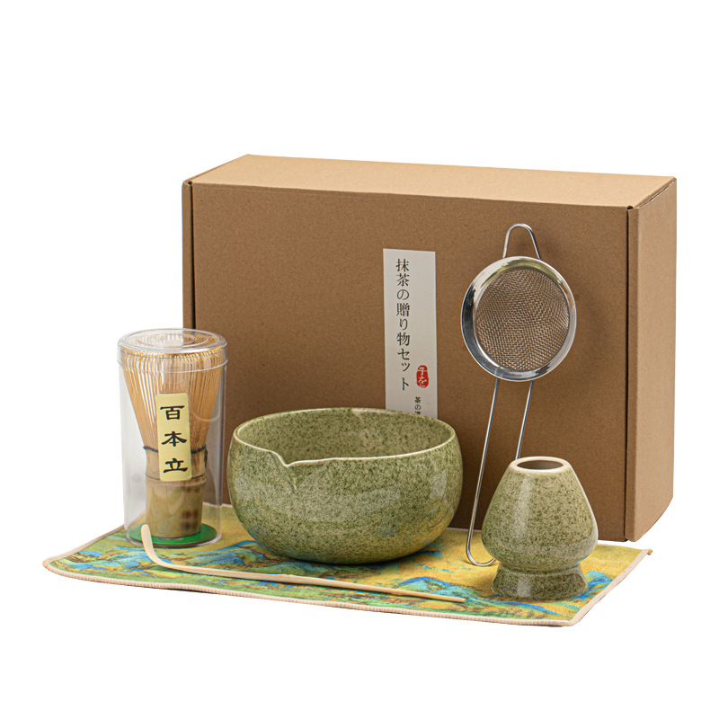 Juego de ceremonia de matcha vidriada de piedra azul, té de bambú, té de la dinastía Song, té de té de cepillo de matcha, tazón de matcha de cerámica Baibenli, transfronterizo