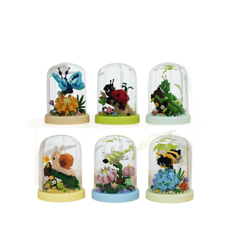 Chao Le Chuang 7423-7428 Insectos Construyendo Animales Abeja Mariposa Bloques de construcción Flor Juguetes para niños Compatible con Lego