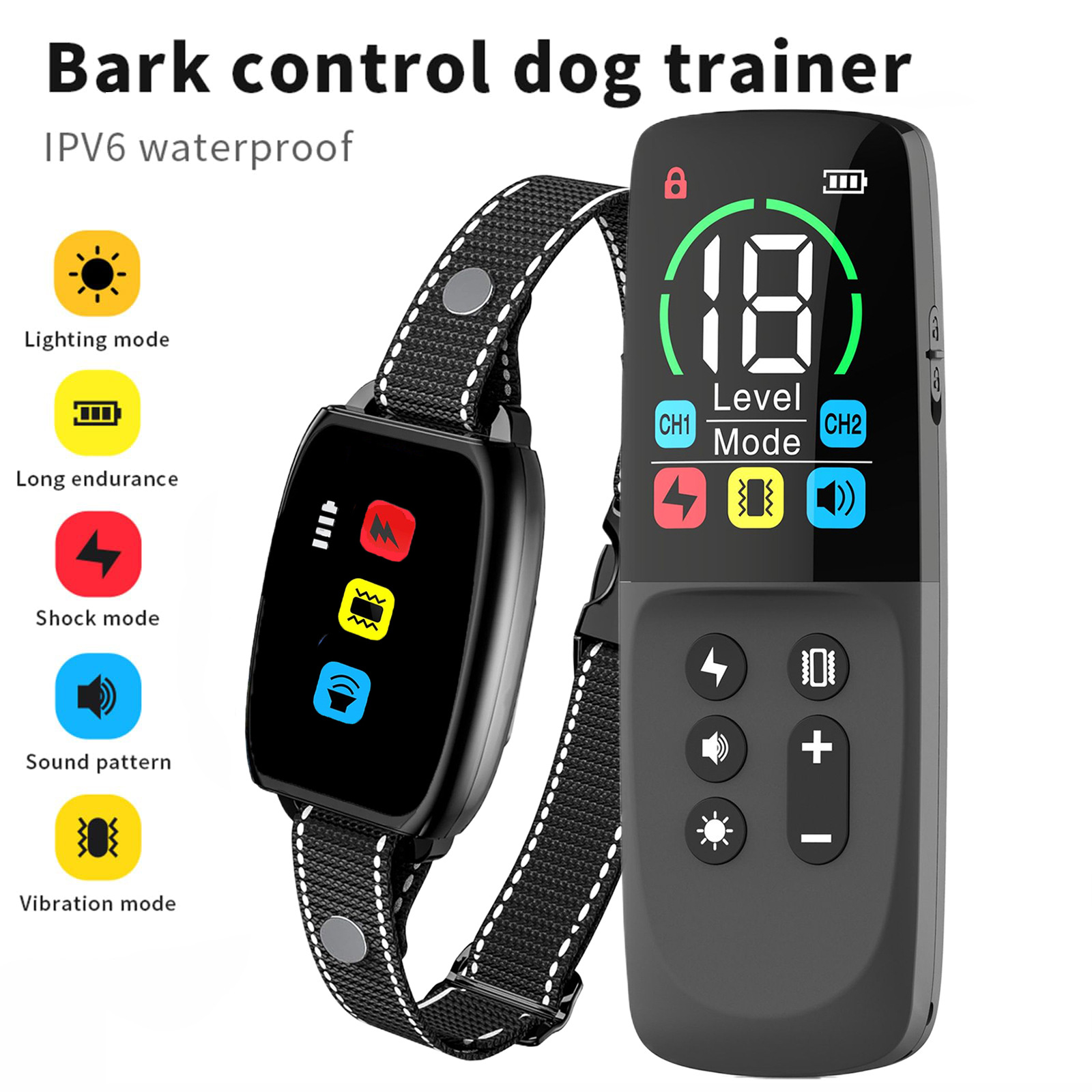 Remote Control Dog Training Device, Anti-Barking Device, Pet Training Electric Shock Collar, Dog Training Tool to Prevent Barking for Large, Medium, and Small Dogs, Preventing Disturbance of Neighbors
