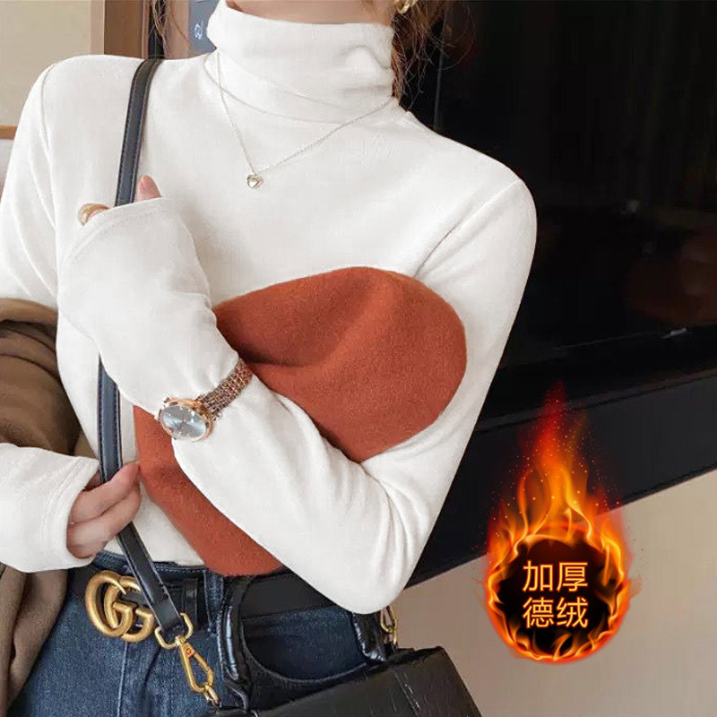 High-Neck Thermal Fleece Thickened Warm Base Shirt for Women, Autumn and Winter New Stylish Versatile Slim Long-Sleeve T-Shirt for Women High-Neck Thermal Fleece Thickened Warm Base Shirt for Women, Autumn and Winter New Stylish Versatile Slim Long-Sleeve T-Shirt for Women