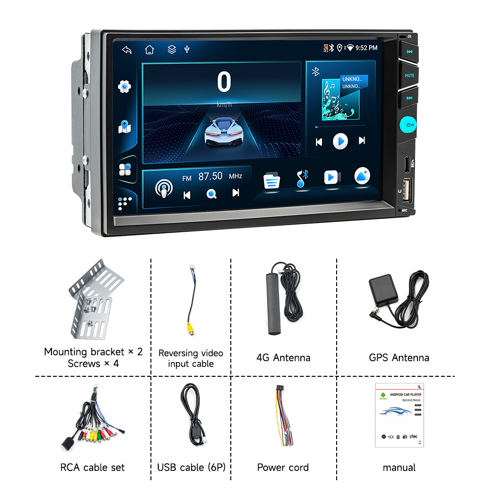 Transfronterizo de 7 pulgadas ocho núcleos Android GPS de navegación en coche todo-en - uno carplay de radio de coche Bluetooth