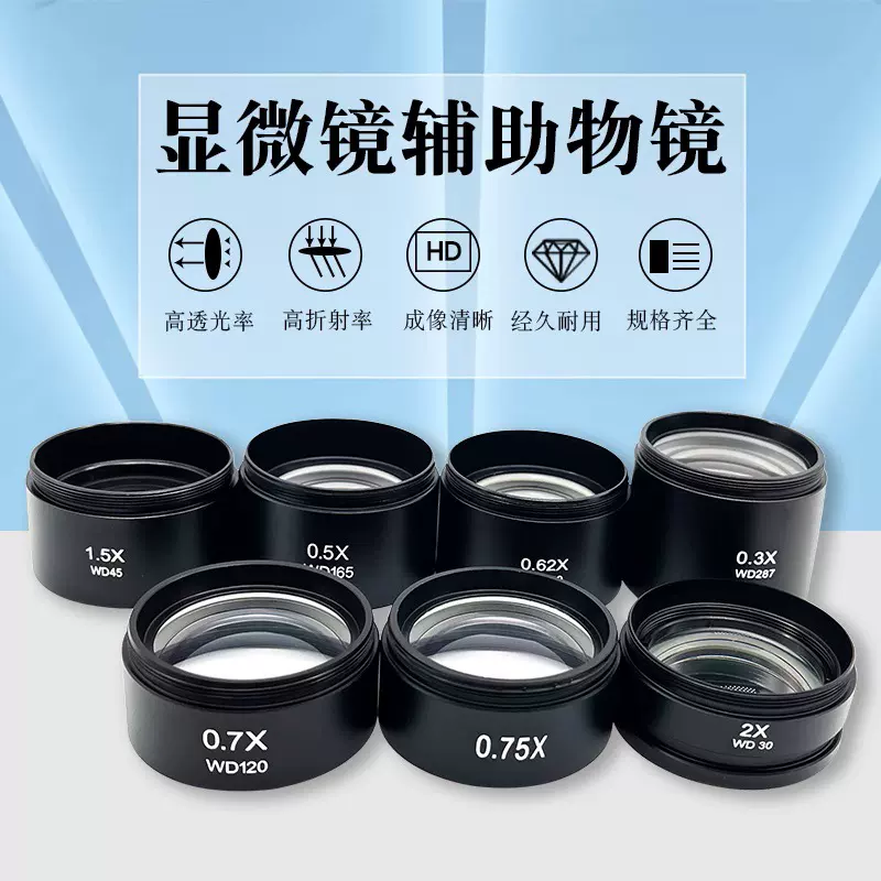 体式显微镜0.5x/0.75x/1.5X/2x辅助物镜 加倍增倍扩倍 防油镜