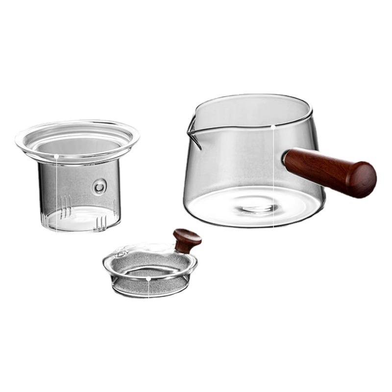 Стеклянный чайник для приготовления полезного чая с боковой ручкой, чайник для заваривания белого чая, термостойкий чайный набор, электрическая керамическая плита, чайник для заваривания из высокоборосиликатного стекла.