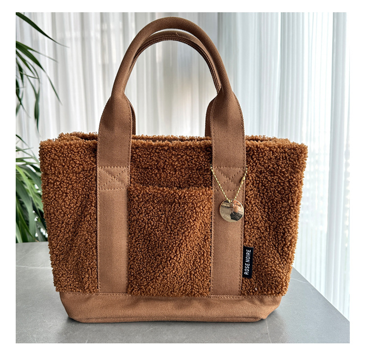 Teddy Velvet Handbag For Women Japan Lotte High-end Plush Bag Bento Bag Handbag Single Shoulder Diagonal Cross Women's Bag Handbag_voghion.com