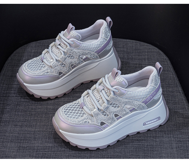 Giày sneaker nữ đế dày lưới thoáng khí phong cách retro — Trắng 5086, Champagne 5086, Tím 5086 chi tiết 29