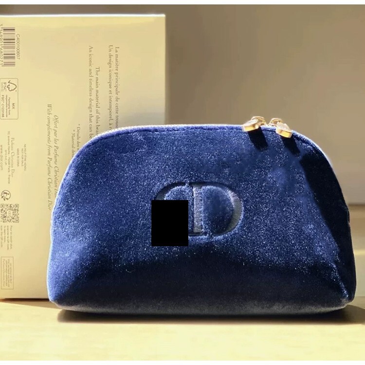 Cosmetic Bag, Gift from the Cosmetics Counter, Portable Blue Velvet Storage Bag, Portable Clutch Bag for Lipstick