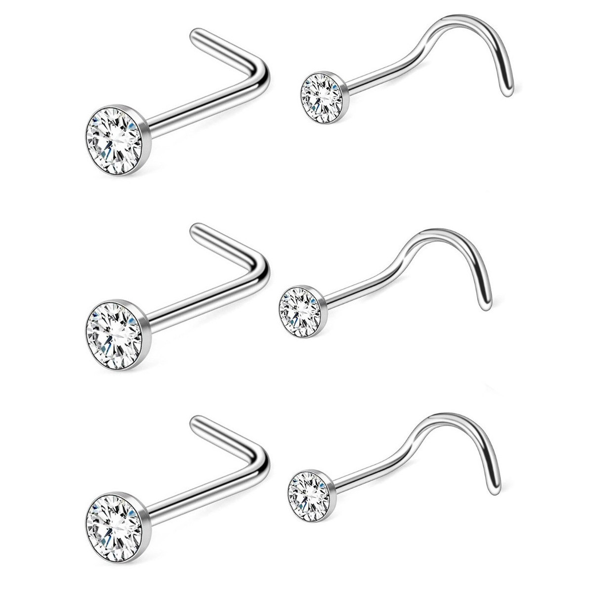 Curved Nose Stud In Titanium Alloy 5-shaped Piercing Jewelry_voghion.com