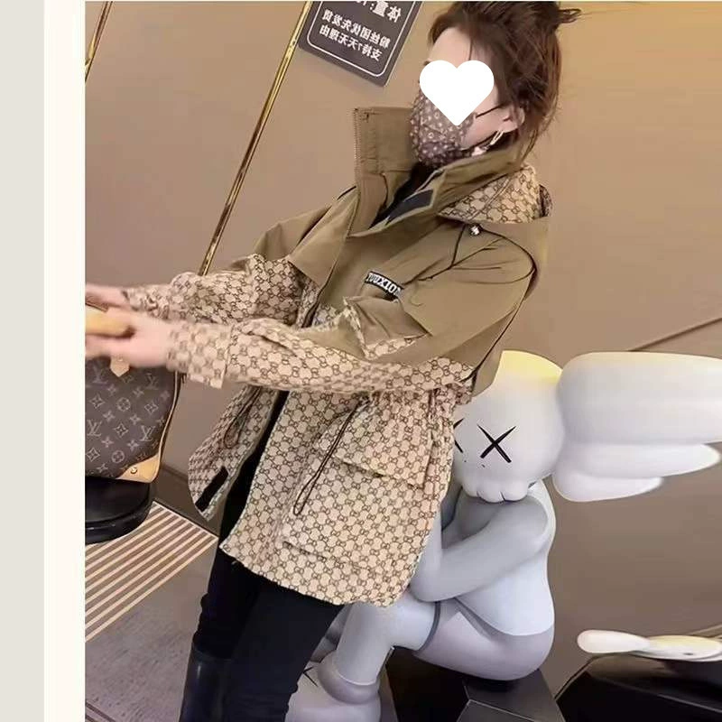 Тренч с дизайнерской отделкой, куртка с капюшоном и длинными рукавами, модная худи-куртка, бренд