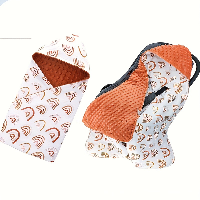 Double-sided Infant Thickened Hooded Multifunctional Newborn Blanket Bean Velvet Swaddling Double-sided Wrap Towel