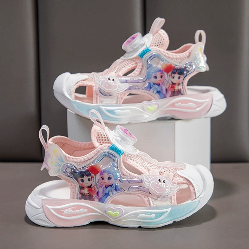 Детские сандалии Baotou, обувь принцессы для девочек, новая летняя повседневная обувь с героями мультфильмов, милая пляжная обувь на мягкой подошве для маленьких девочек