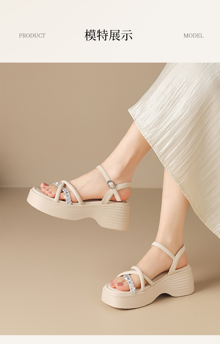 Giày sandal cao gót nữ đính đá phong cách thời trang — KY65 Bạc chi tiết 13