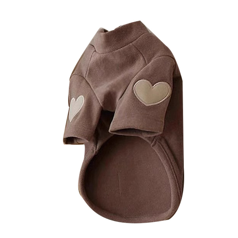 Perro de primavera y verano Maillard color salvaje amor camisa de fondo de terciopelo mediano y pequeño perro peluche gato perro mascota