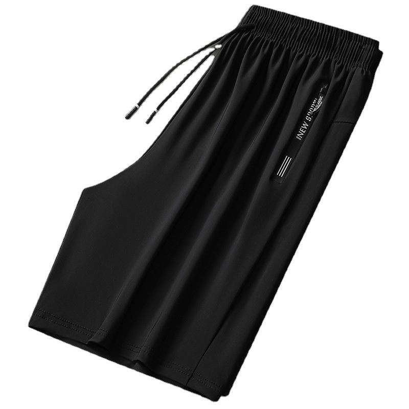 Pantalones cortos de talla grande M-8XL para hombre, pantalones deportivos holgados de verano de seda helada de cinco puntos, pantalones casuales delgados de talla grande para personas grandes y altas.