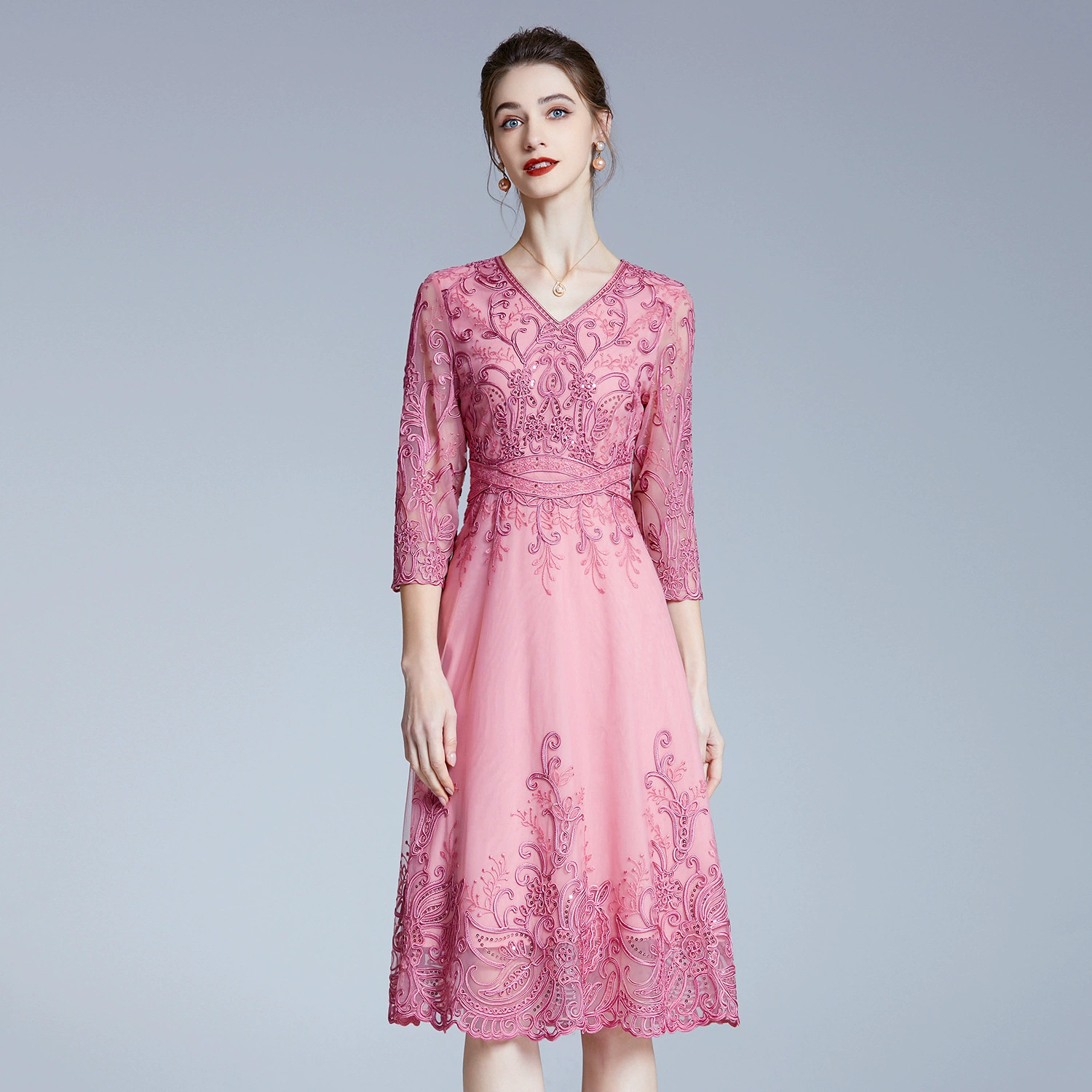 Поколение Шэньчжэнь высокого класса свадебное платье плюс размер счастливый мать-в-законе сетки блестки платье взрывы женщин