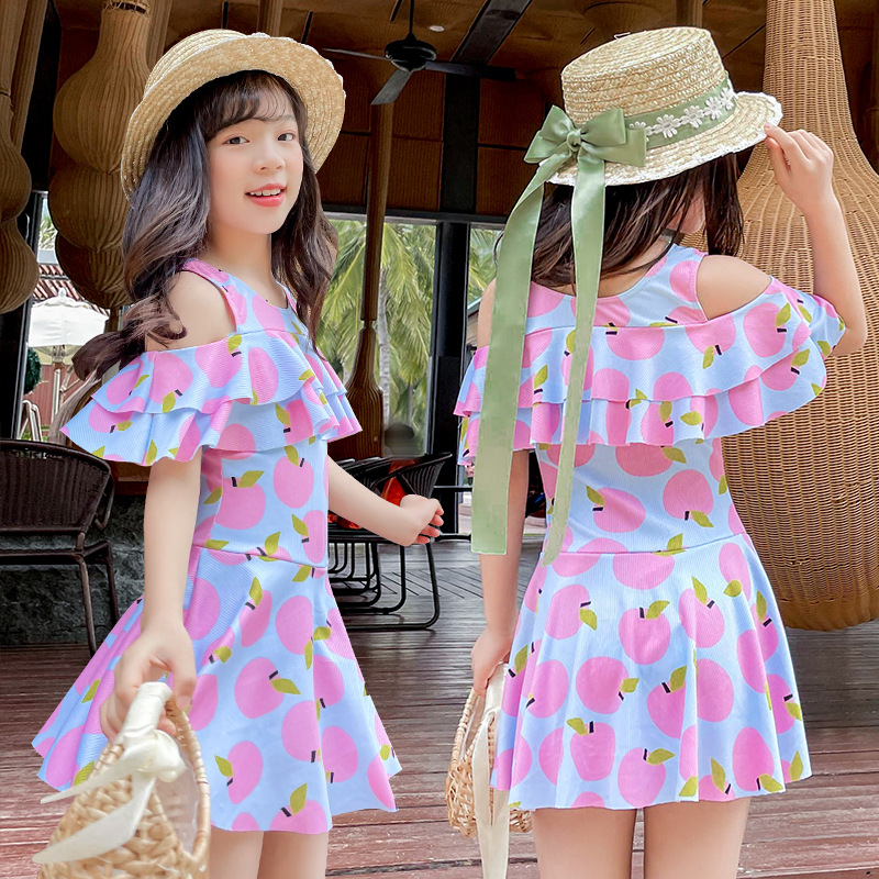 Traje de baño para niños niñas nueva falda traje de baño niños dibujos animados lindo viento vacaciones traje de baño fabricantes al por mayor