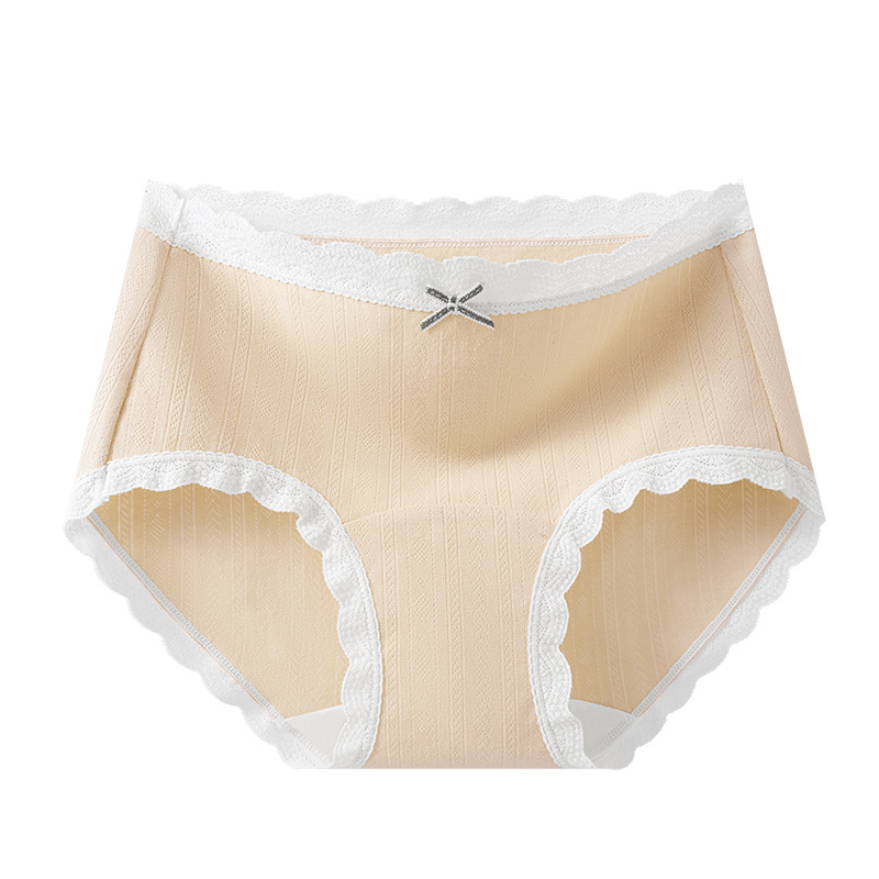 Bragas de algodón de encaje de color contrastante 10A entrepierna antibacteriana entrepierna larga sin costuras tipo A calzoncillos de algodón suave y transpirable para niñas