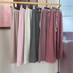 德绒阔腿女裤2025秋款宽松显瘦休闲裤居家裤外穿格子加厚女装批发