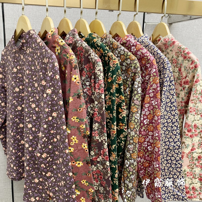 秋冬打底衫中老年妈妈碎花长袖秋衣义乌工厂地摊赶集热卖老人衣服