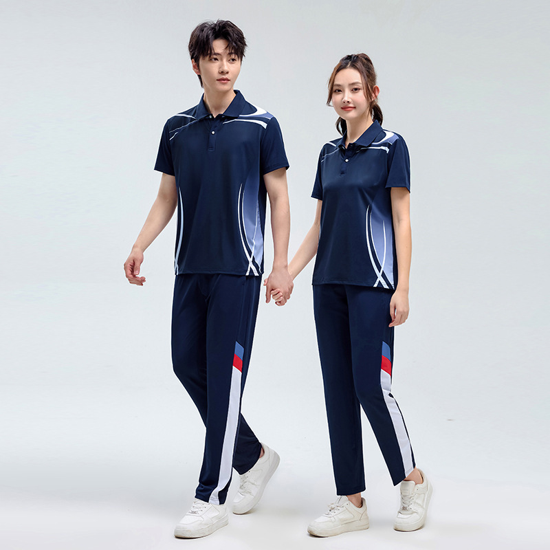 カップルスポーツスーツ夏半袖ズボン女性の Tシャツスーツスポーツウェアスクエアダンススタッフ外観グループ服|undefined