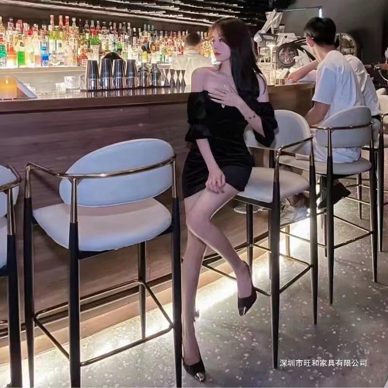 Bar Bar Chair, Light Luxury Bar Chair, Tavern Backrest High Chair, Island Chair, Commercial Front Desk, High-End Reception Bar Chair