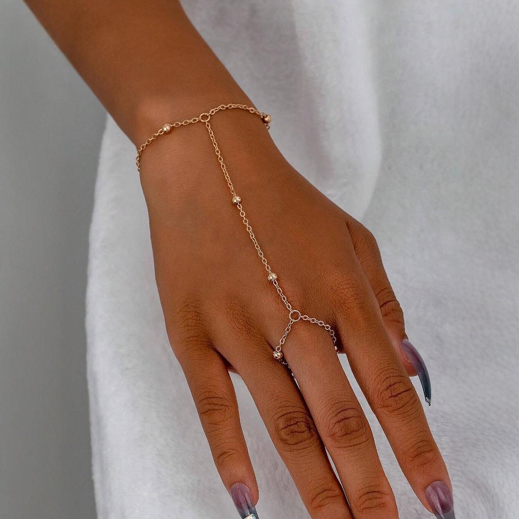 European and American Cross-border Chain Bracelet Simple Ball-point Chain Bracelet Multi-layer Finger Chain Alloy Multi-finger Girls' Bracelet
