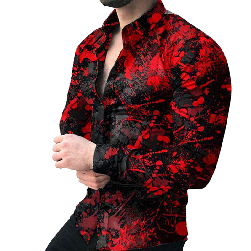 Comercio exterior transfronterizo 2023 nueva primavera y otoño camisa de manga larga para hombres moda 3D impresa camisa casual ventas directas de fábrica