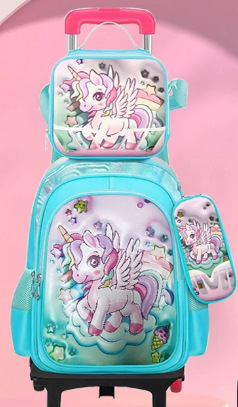 Nuevo cuero 3D tela de nylon tres piezas conjunto de tirón bolsas escolares bolsas escolares de estudiantes de primaria gran capacidad fábrica portátil stock