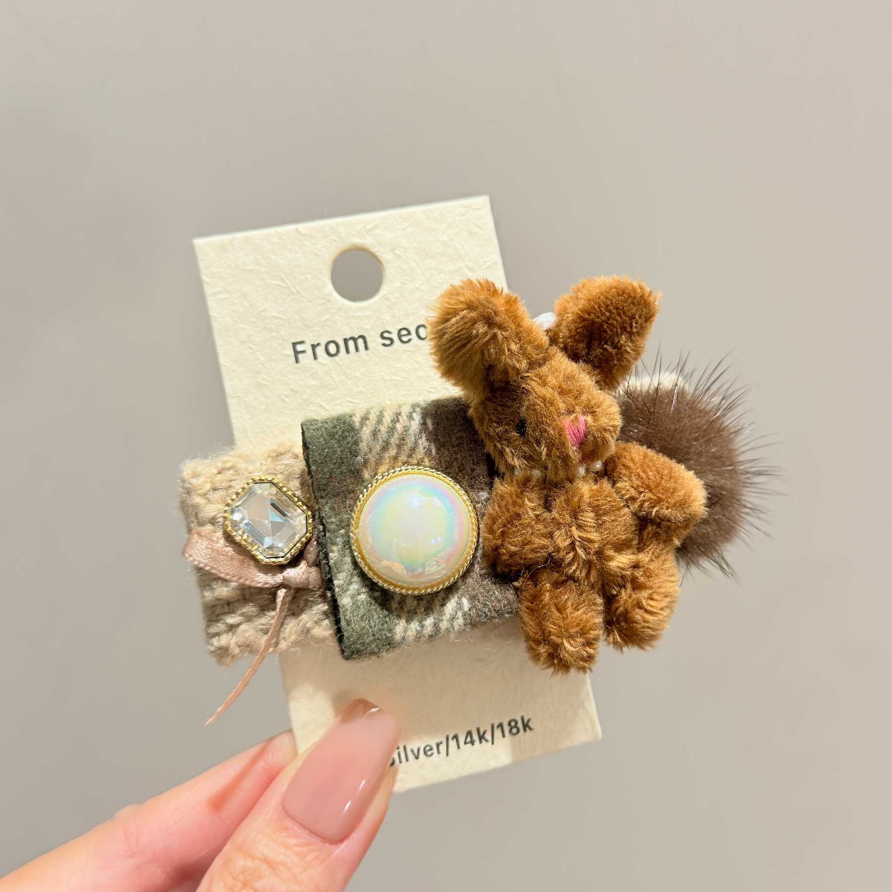 Korean Exquisite Plush Necklace Bunny Hairpin Fashionable Cute Personality Side Bangs Bb Clip Hair Accessory