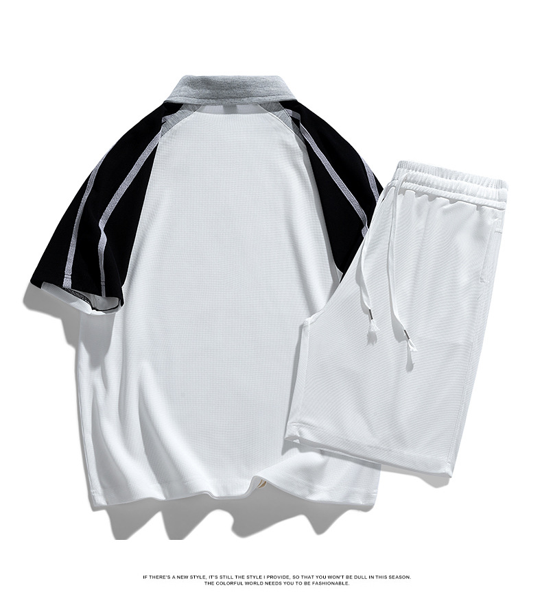 Vêtements pour hommes Athleisure costume à manches courtes T-shirt hommes été adolescents quotidiens haut à revers ample cordon de serrage shorts tendance_voghion.com