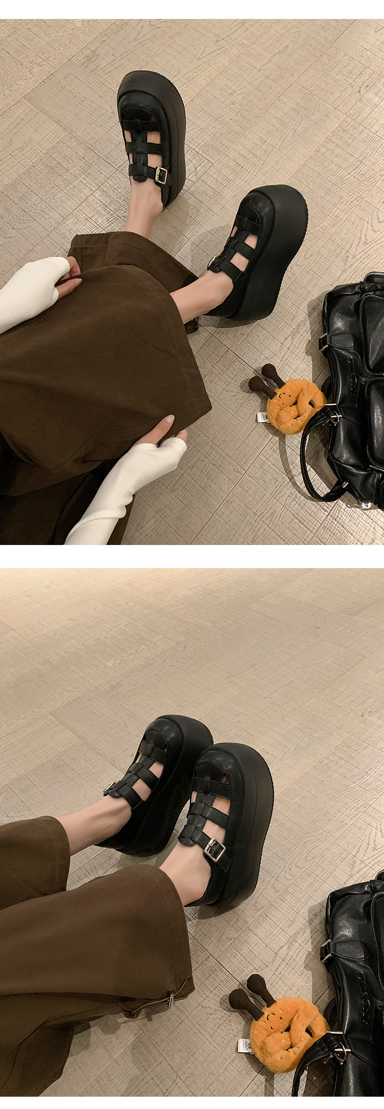 Sandal nữ đế dày bít mũi thể thao đi biển, đan thoáng khí — màu đen, màu trắng ngà chi tiết 12