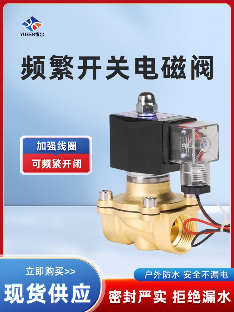 常闭电磁阀220v24v控制水阀密封线圈12v4分6分管道电子开关阀门