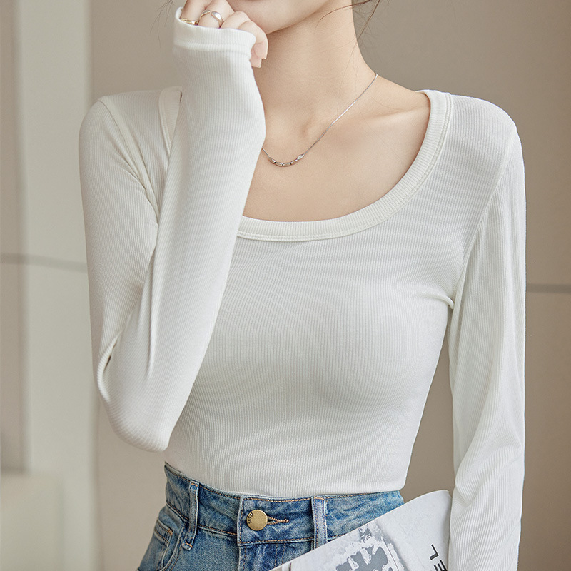 女士打底衫2025新款秋季女装收腰修身莫代尔显瘦长袖上衣女A6828|undefined