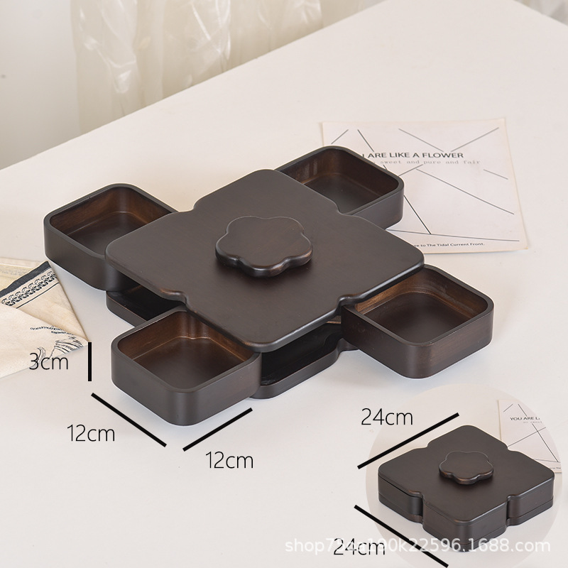 武夷楠竹鲁班旋转机关盒收纳茶具珠宝摆件收纳首饰方形托盘底座|undefined
