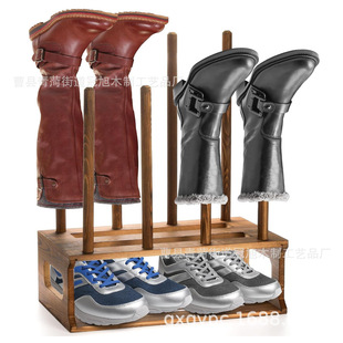 Wooden Boot Rack, Tall Boot Storage Rack, Country Style Cowboy Boot Rain Boot Organizer, Freestanding Dormitory Shoe Storage