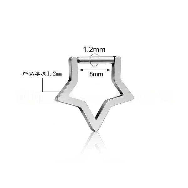 . Korean Style Fashion 316 Stainless Steel Five-Pointed Star Earrings and Nose Rings, Medical-Grade Steel, Factory Wholesale in Stock
