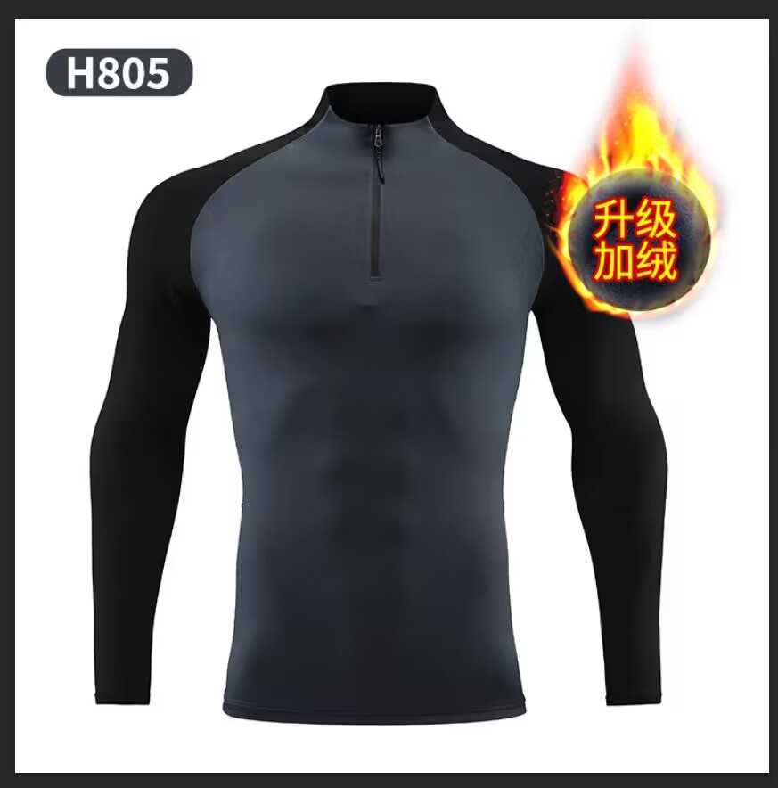 2022 otoño de los hombres corriendo casual cremallera entrenamiento de manga larga transfronteriza de secado rápido collar de pie deportes fitness correr ropa moda