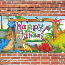 跨境新款动物生日背景布森林恐龙派对聚会活动装饰用品生日横幅