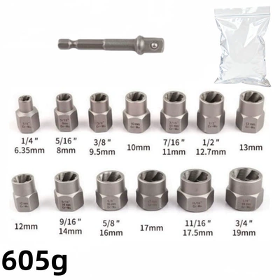 Mühərrik tənzimləmə alətləri Set for Damaged or - 14pcs-nut-extractor-bag-605g