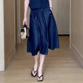 天丝软牛仔半身女裙2026新款夏季薄款垂感a字裙子百搭蓝色大摆裙